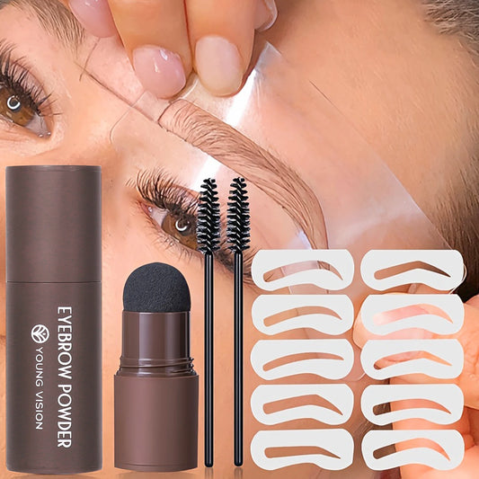 Eyebrow Stamp Stencil Kit – Waterproof Brow Makeup with 10 Stencils