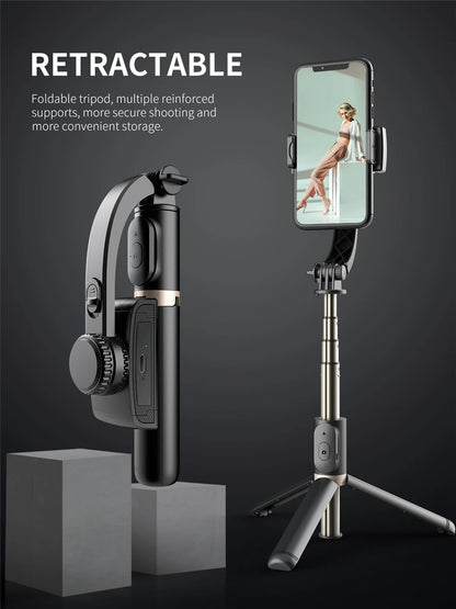 Roreta 2025 Gimbal Selfie Stick – Foldable Bluetooth Tripod for iOS & Android