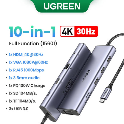 9-in-1 USB-C Hub – 4K@60Hz HDMI, 10Gbps USB, RJ45, PD 100W