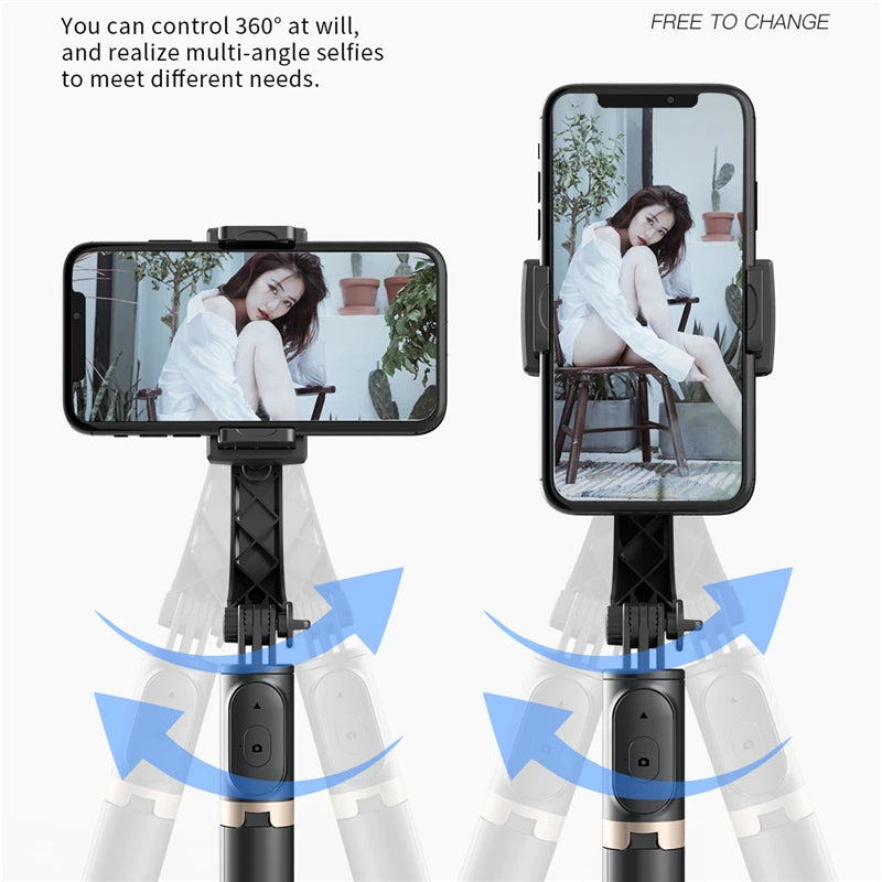 Roreta 2025 Gimbal Selfie Stick – Foldable Bluetooth Tripod for iOS & Android