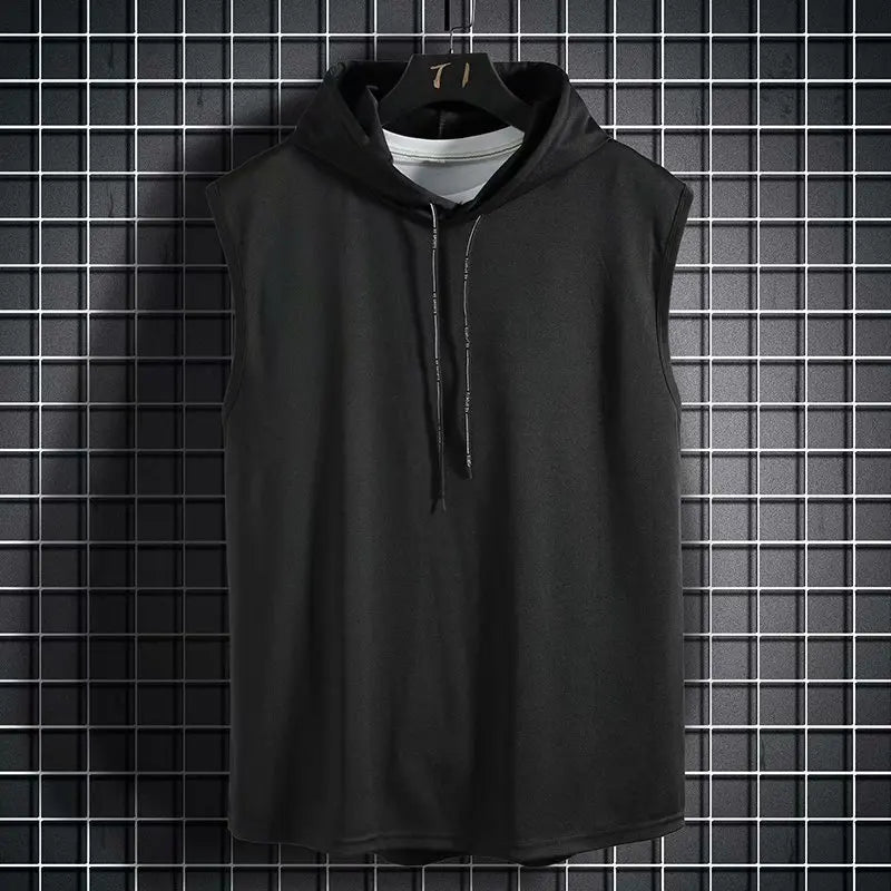 Men’s Solid Color Hooded Tank Top