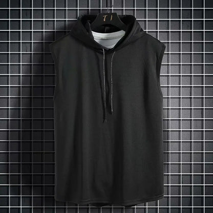 Men’s Solid Color Hooded Tank Top