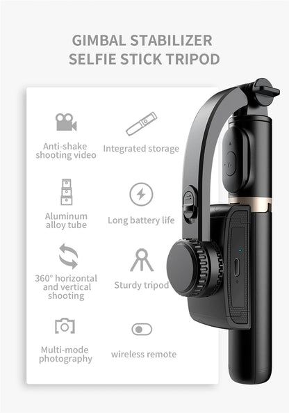 Roreta 2025 Gimbal Selfie Stick – Foldable Bluetooth Tripod for iOS & Android