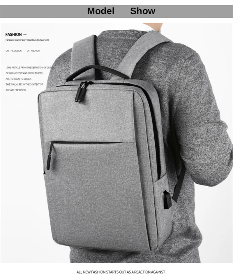 15.6" Waterproof Nylon Laptop Backpack with USB Charging Port