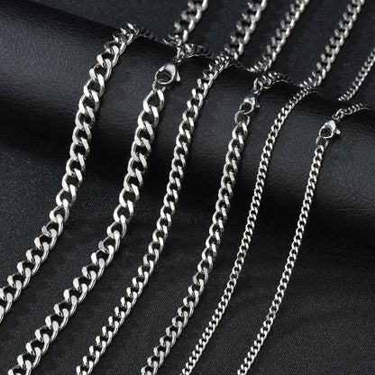 Basic Punk Stainless Steel Curb Cuban Necklaces – Black & Gold
