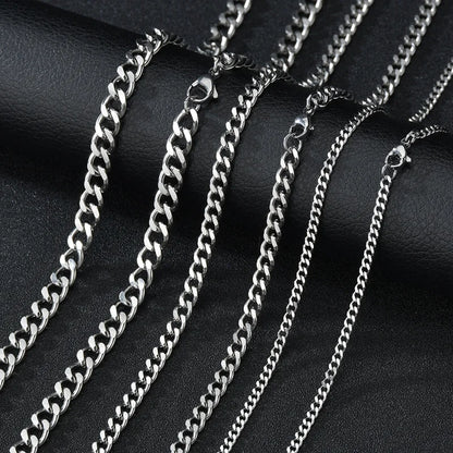 Basic Punk Stainless Steel Curb Cuban Necklaces – Black & Gold