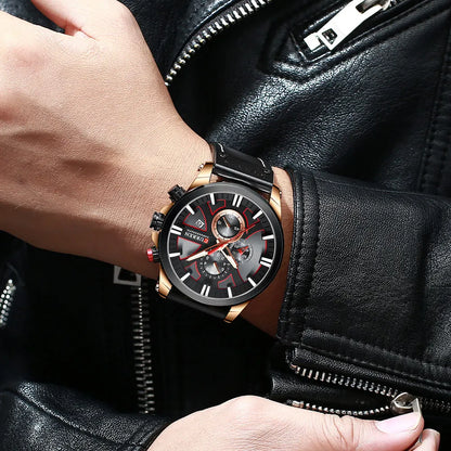 Chronograph Sport Men’s Quartz Watch – Leather Strap Fashion Gift