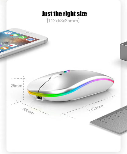 LED Wireless Bluetooth Mouse – USB Rechargeable RGB Silent Mouse