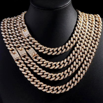Hip Hop Iced Out Cuban Link Chain Necklace – Gold & Silver Men’s Gift