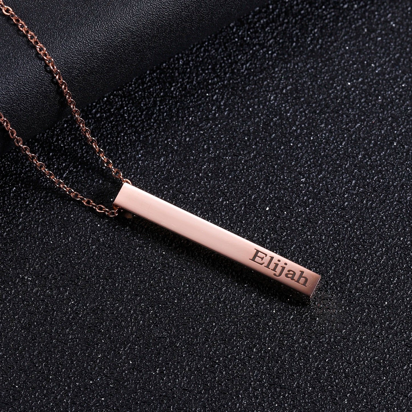 Custom Engraved 3D Name Bar Necklace – Stainless Steel Jewelry