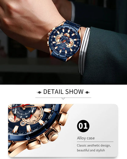 Casual Sport Chronograph Men’s Watch – Stainless Steel Band Quartz