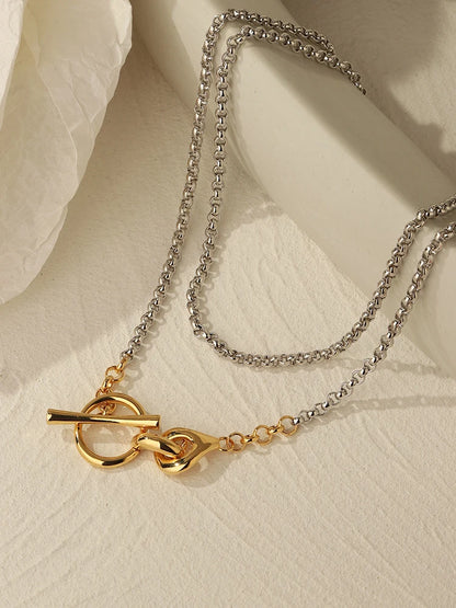 Statement Long Mixed Metal Necklace – OT Clasp Street Style Jewelry