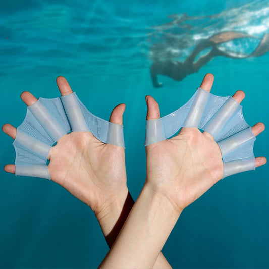Silicone Webbed Swim Gloves – Training Fins for Adults & Kids