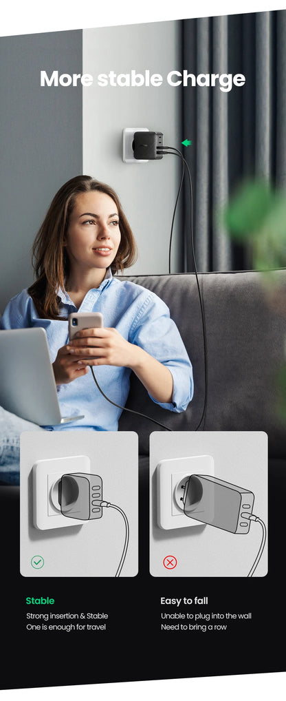 65W GaN USB-C Charger – Quick Charge 4.0 PD Fast Charger for Phones & Laptops