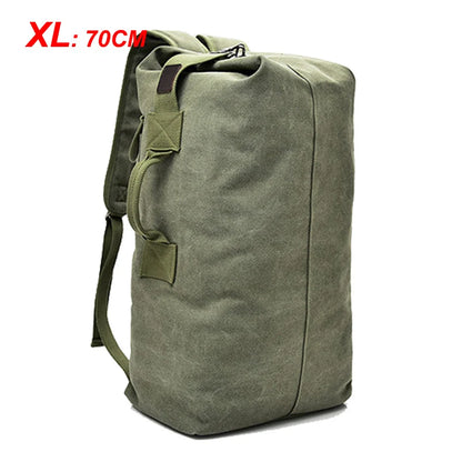 Large Men’s Canvas Travel Backpack – Mountaineering Army Shoulder Bag
