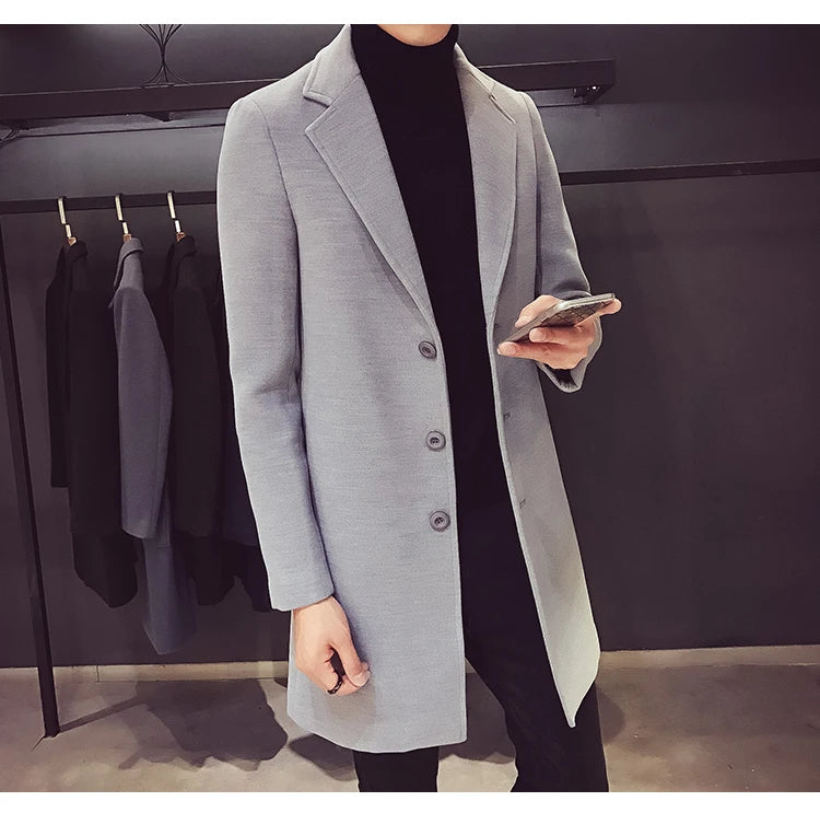 Cartmela 2024 Wool-Blend Long Coat for Men