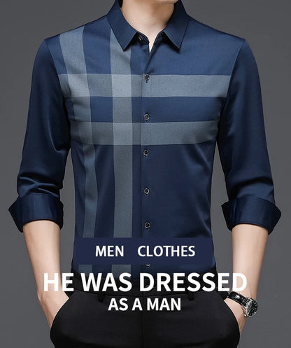 Men’s Striped Vintage Shirt – Long Sleeve Spring/Autumn Casual Top