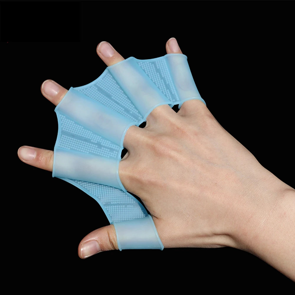 Silicone Webbed Swim Gloves – Training Fins for Adults & Kids