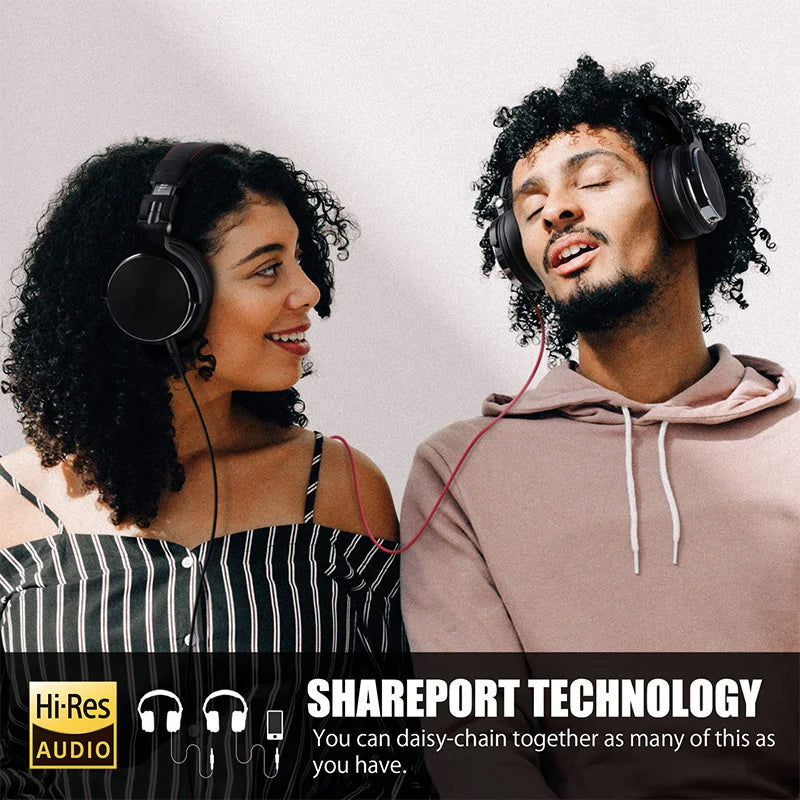 Professional Wired DJ Headphones – Over Ear with Mic & Hi-Res Audio