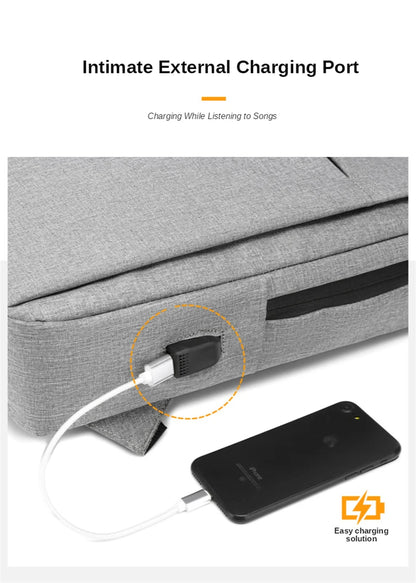 15.6" Waterproof Nylon Laptop Backpack with USB Charging Port