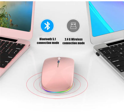 LED Wireless Bluetooth Mouse – USB Rechargeable RGB Silent Mouse