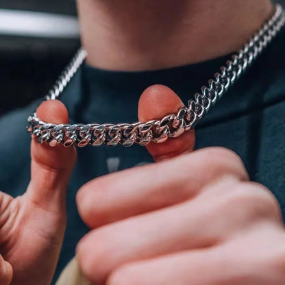 Basic Punk Stainless Steel Curb Cuban Necklaces – Black & Gold