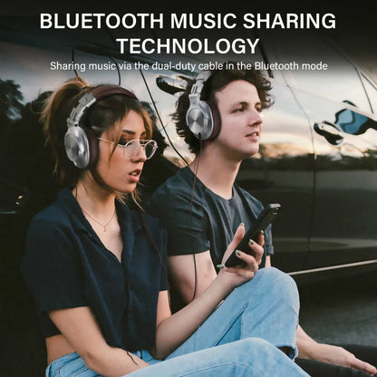 Wired & Wireless Bluetooth 5.2 Over-Ear Headphones with Mic
