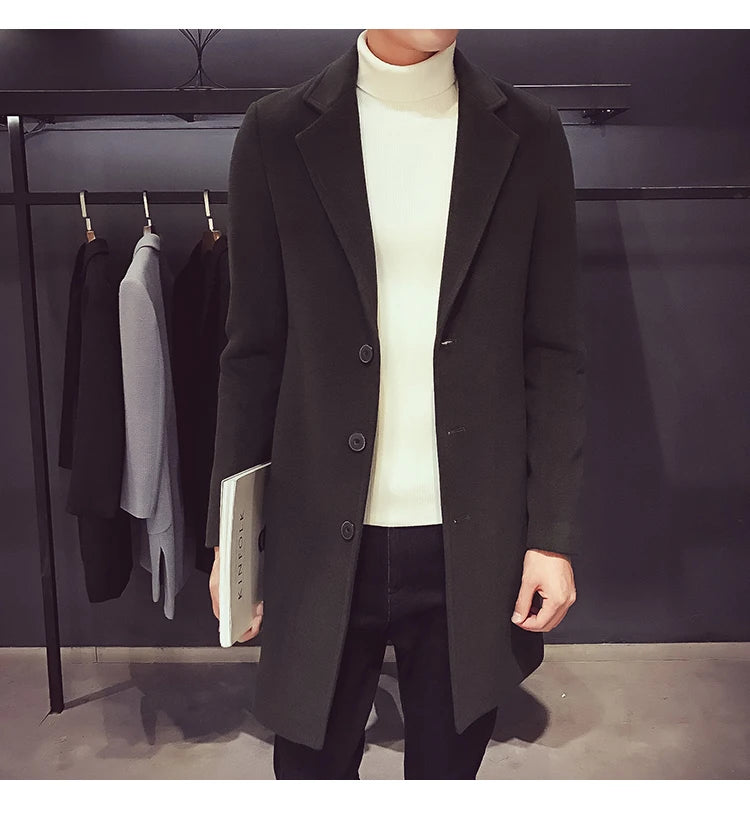 Cartmela 2024 Wool-Blend Long Coat for Men