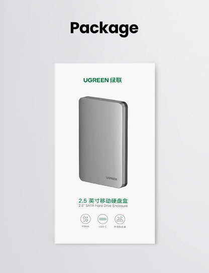 2.5" SATA to USB-C 3.1 Gen 2 HDD SSD Enclosure Aluminum Case