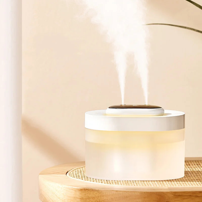 1L Double Nozzle LED Air Humidifier – Rechargeable Ultrasonic Diffuser