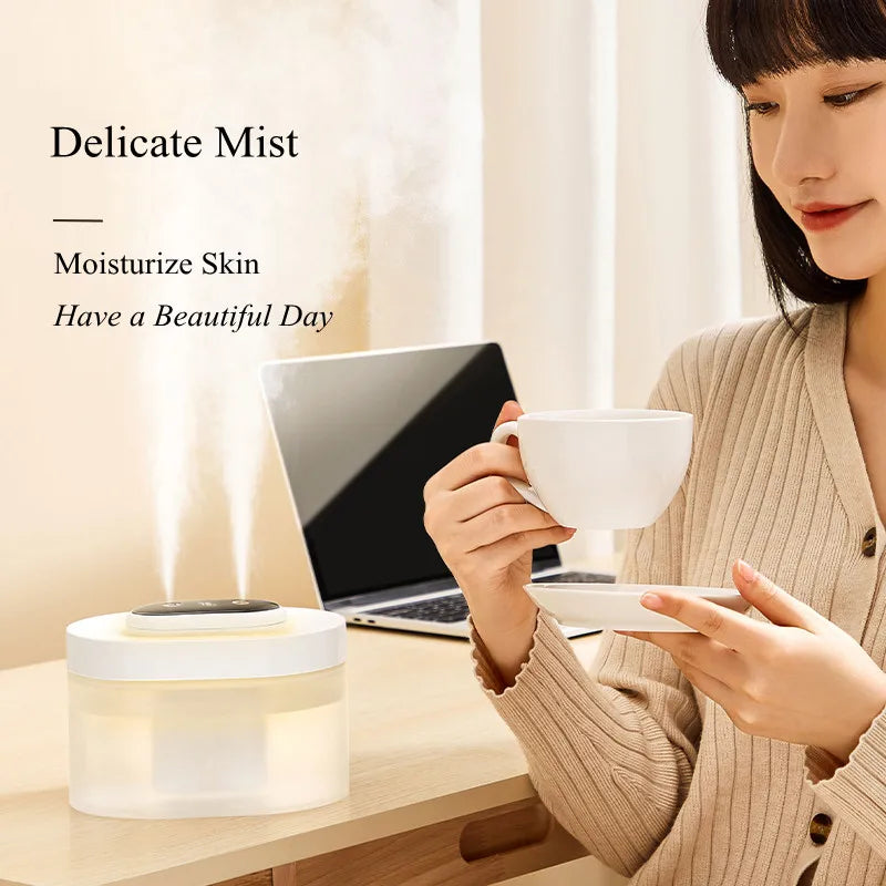 1L Double Nozzle LED Air Humidifier – Rechargeable Ultrasonic Diffuser