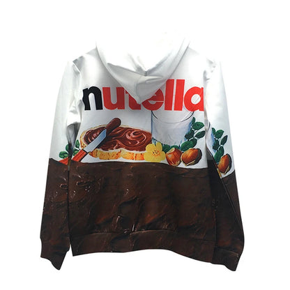 3D Nutella Print Hoodie Unisex Hip Hop Casual Sweatshirt Pullover