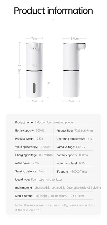 Automatic Foam Soap Dispenser – Smart USB Rechargeable Hand Washer