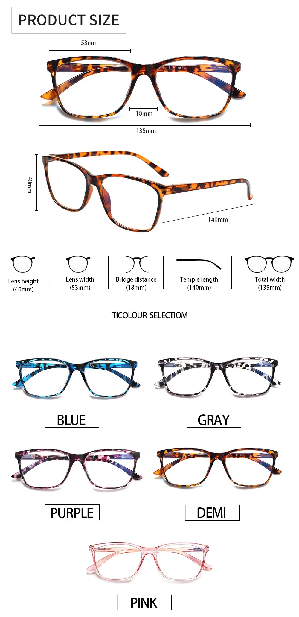 Blue Light Blocking Reading Glasses – Spring Hinges +2.0 to +3.0