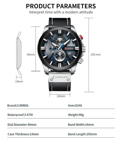 Chronograph Sport Men’s Quartz Watch – Leather Strap Fashion Gift