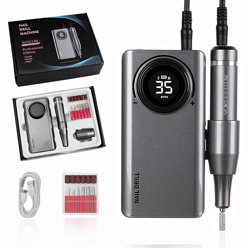 35000RPM Electric Nail Drill – Rechargeable Manicure Gel Polisher