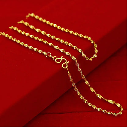 Yellow Gold Plated Wave Chain Necklace – 45cm Snake, Box, O Links