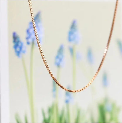 925 Sterling Silver Rose Gold Box Chain Necklace – Short & Stylish