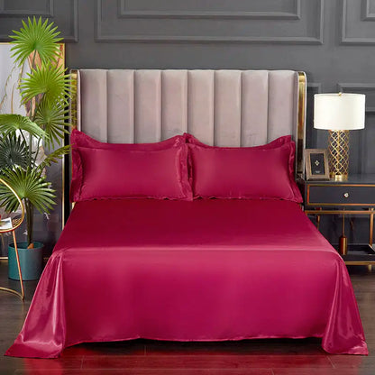 Summer Ice Cool Satin Smooth Flat Bed Sheet – Double Bedding