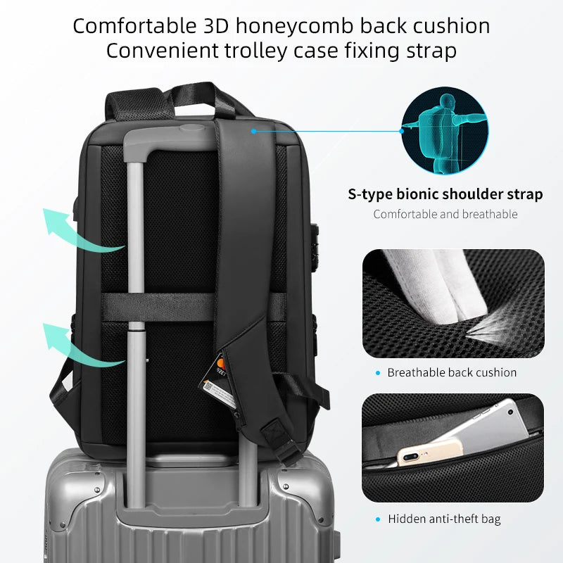 Cartmela Fenruien Laptop Backpack | Waterproof Travel Bag with USB Charging