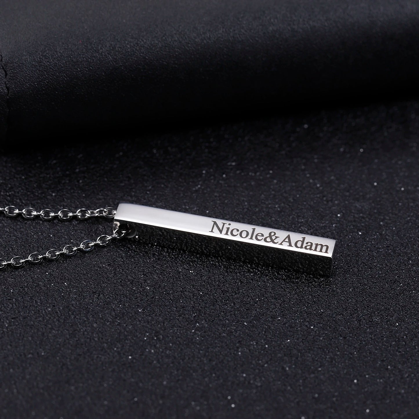 Custom Engraved 3D Name Bar Necklace – Stainless Steel Jewelry