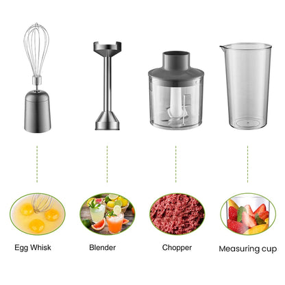 1000W 4-in-1 Hand Immersion Blender with Stainless Steel Stick