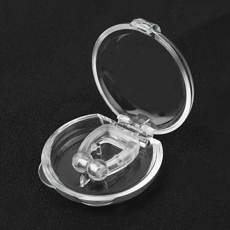 Clear earbud case with transparent earbuds on a black background