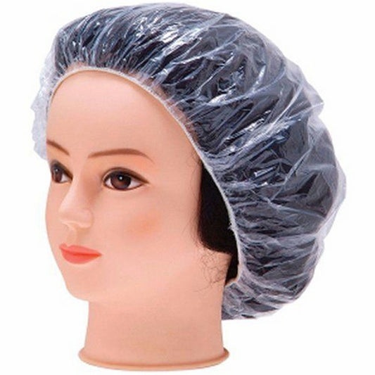 100PCS Elastic Clear Bathing Hair Care Protector Hat Disposable Shower Cap