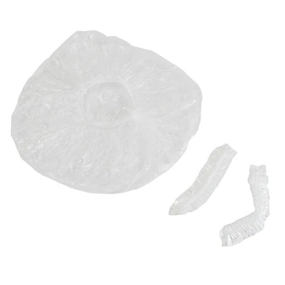 100PCS Elastic Clear Bathing Hair Care Protector Hat Disposable Shower Cap