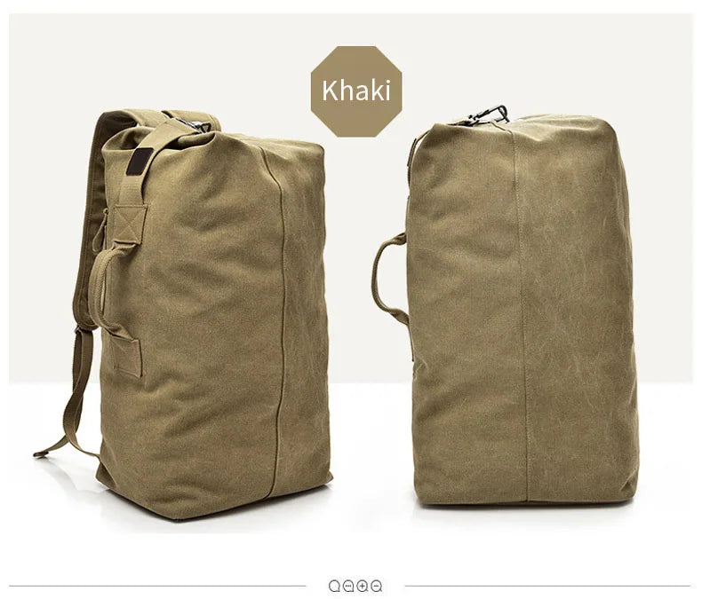 Large Men’s Canvas Travel Backpack – Mountaineering Army Shoulder Bag