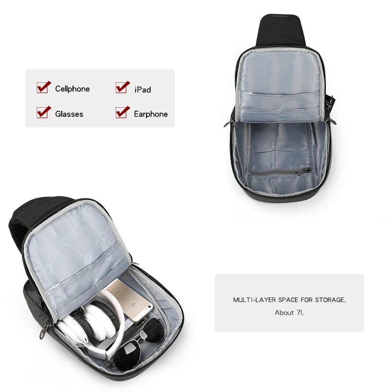 Casual Splashproof Chest Bag – 9.7 Inch iPad Shoulder Sling Bag