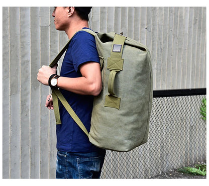 Large Men’s Canvas Travel Backpack – Mountaineering Army Shoulder Bag