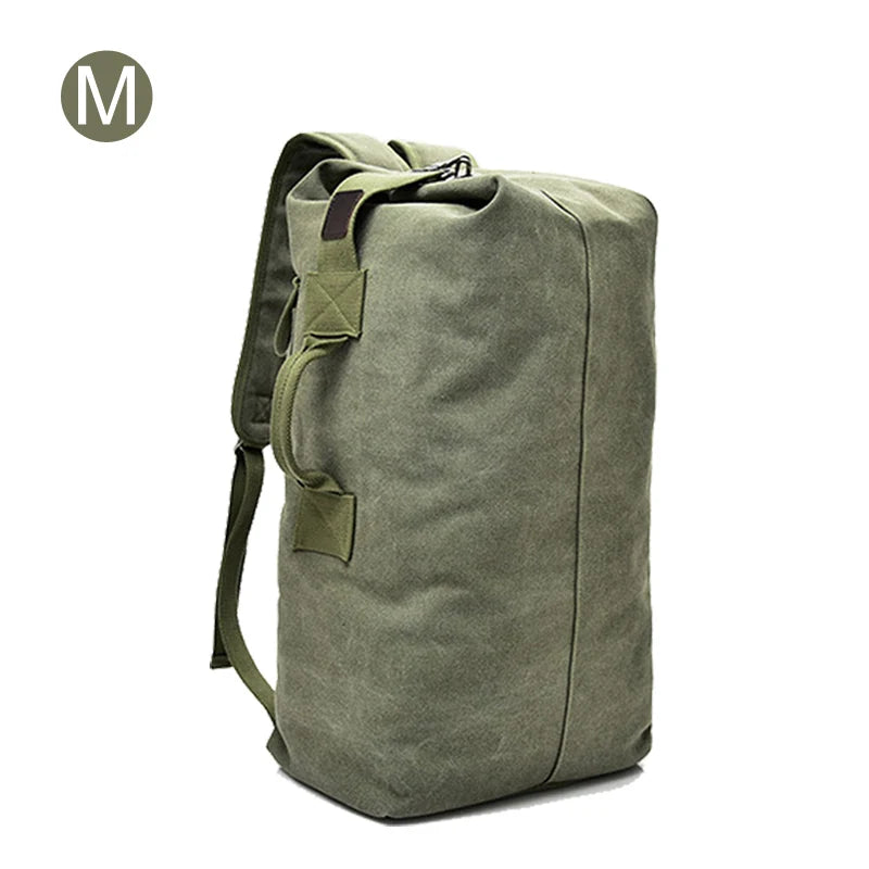Large Men’s Canvas Travel Backpack – Mountaineering Army Shoulder Bag