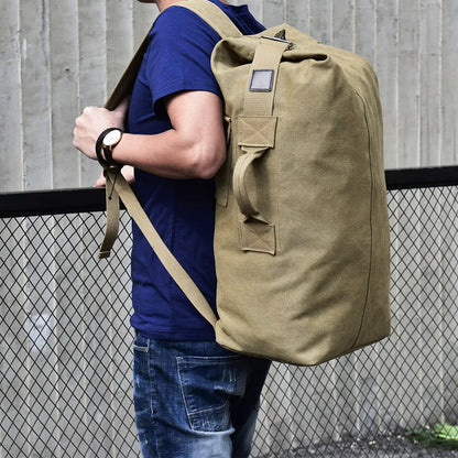 Large Men’s Canvas Travel Backpack – Mountaineering Army Shoulder Bag